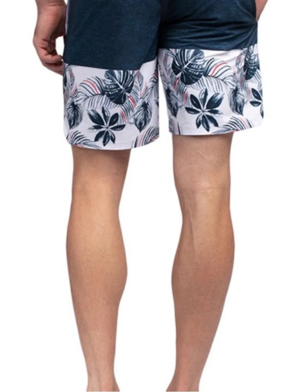 Travis Mathew Mens Red & Navy Blue Colorblock Swim Board Shorts Size Large